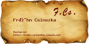 Frühn Csinszka névjegykártya